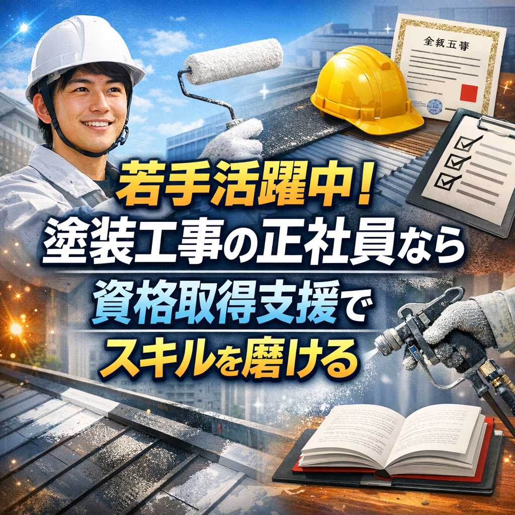 若手活躍中！塗装工事の正社員なら資格取得支援でスキルを磨ける